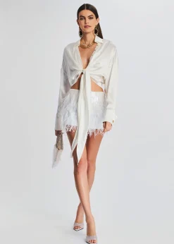 Retrofete Athana Sequin Feather Skirt White Cheap