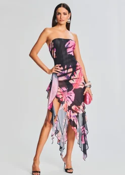 Retrofete Atlas Dress Tropical Leaf Best Sale