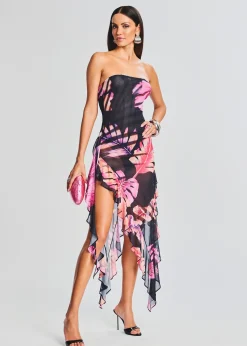 Retrofete Atlas Dress Tropical Leaf Best Sale