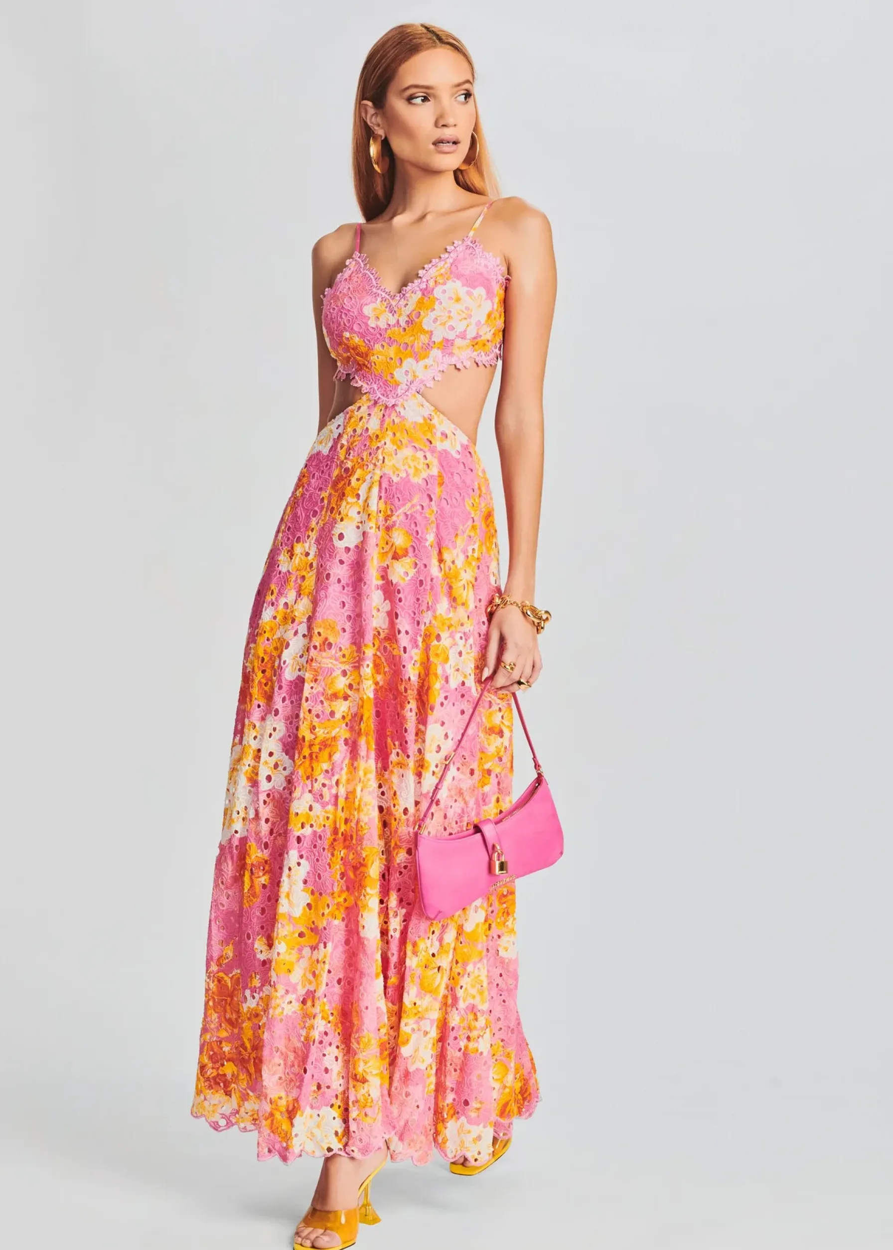 Retrofete Auril Long Dress Pink Hot