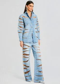 Retrofete Avani Embellished Denim Shirt Bondi Clearance