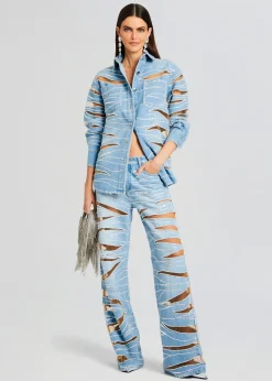 Retrofete Avani Embellished Denim Shirt Bondi Clearance