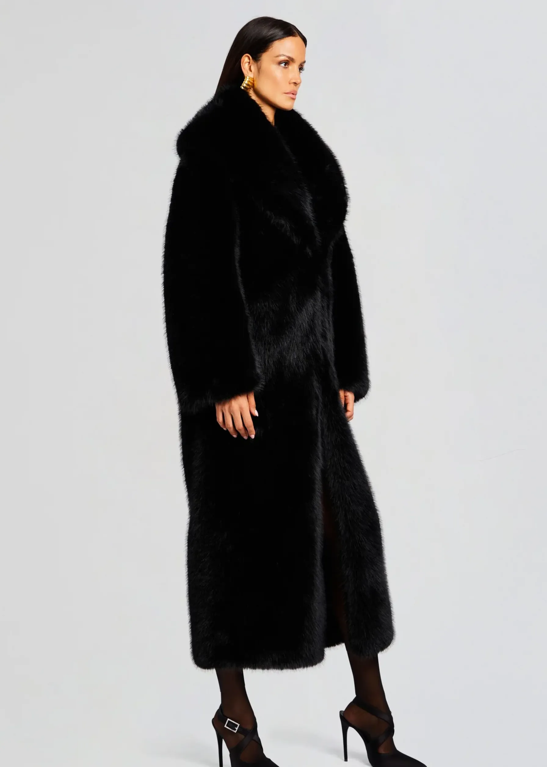 Retrofete Averie Faux Fur Coat Black Clearance