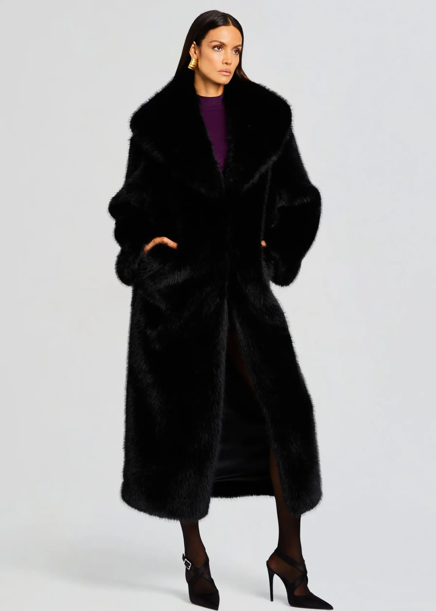 Retrofete Averie Faux Fur Coat Black Best