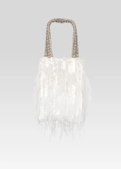 Retrofete Avery Sequin Feather Bag White Feather Online