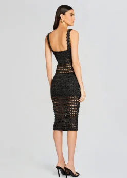 Retrofete Avril Knit Crochet Dress Black/Gold Discount