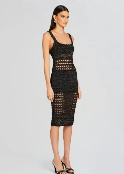 Retrofete Avril Knit Crochet Dress Black/Gold New