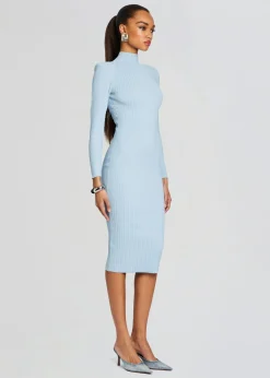Retrofete Aylin Rib Knit Dress Powder Blue Clearance