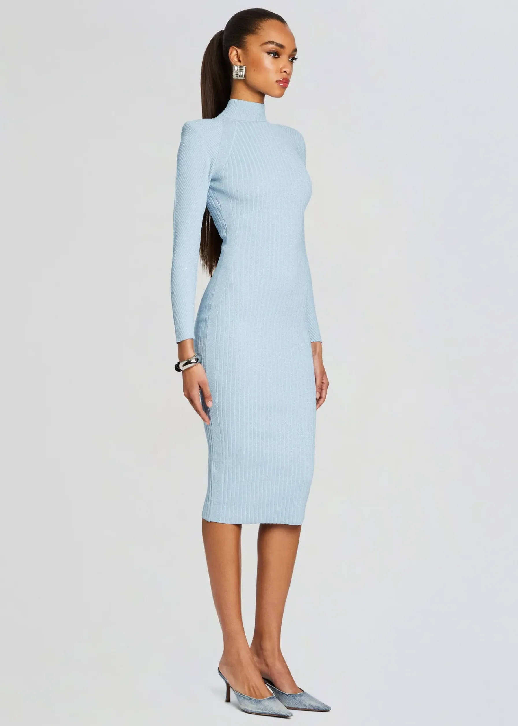 Retrofete Aylin Rib Knit Dress Powder Blue Cheap