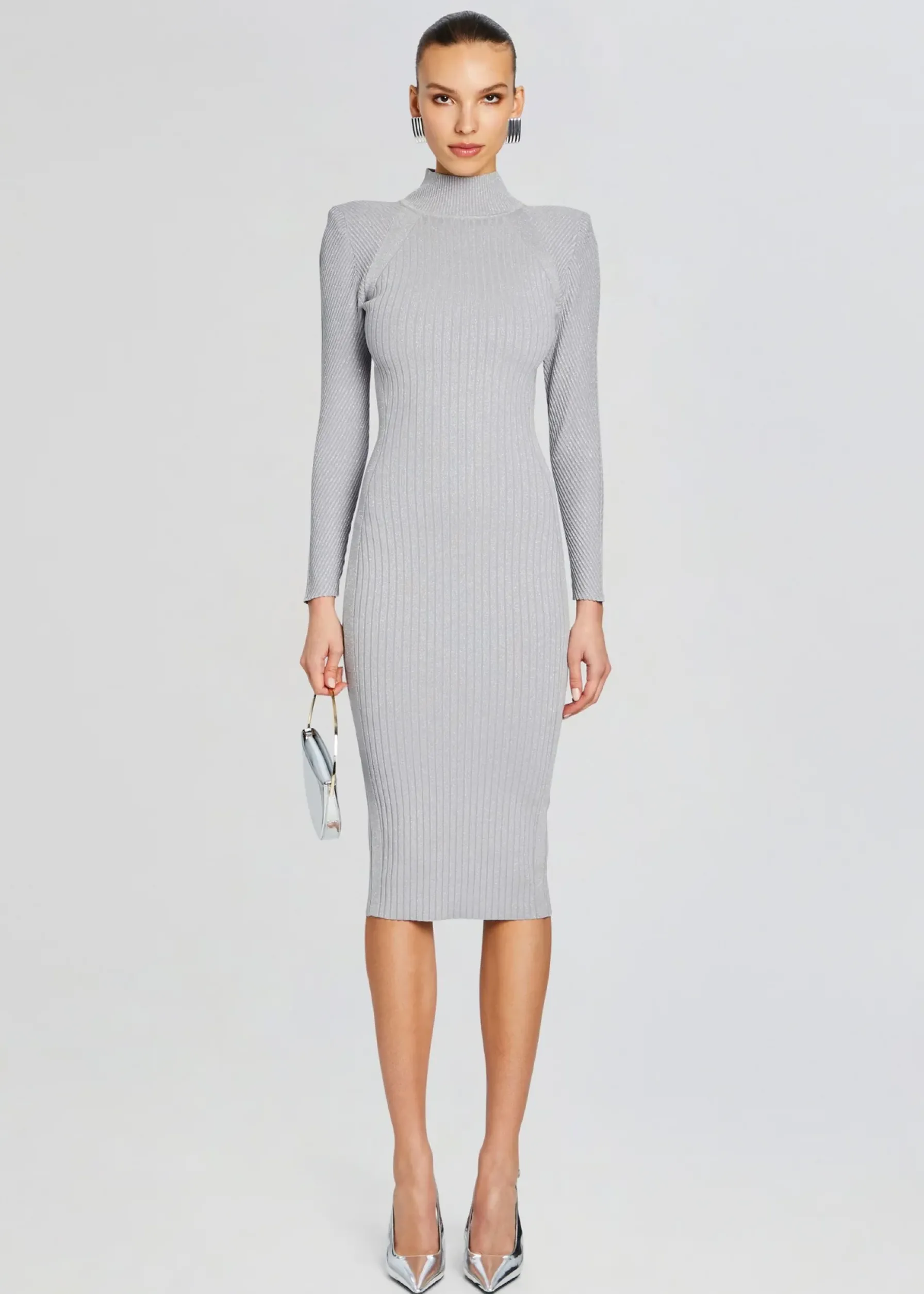 Retrofete Aylin Rib Knit Dress Silver Grey Best