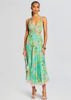 Retrofete Azra Long Dress Teal Floral Best Sale