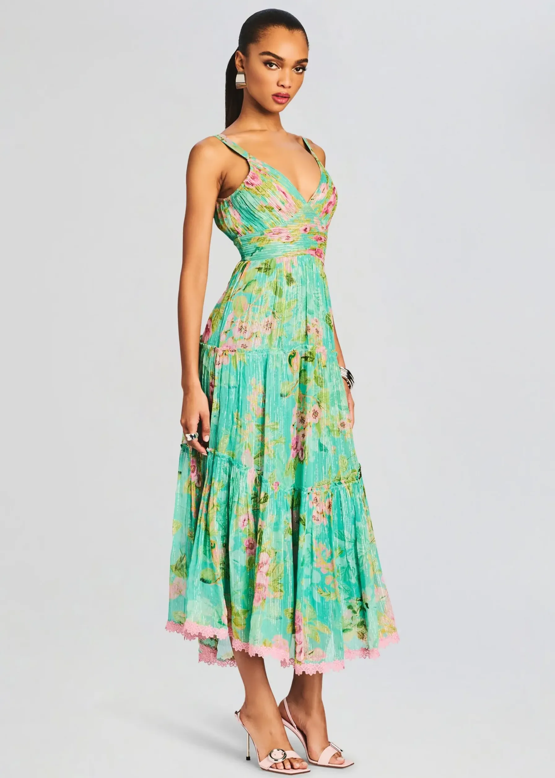Retrofete Azra Long Dress Teal Floral Online