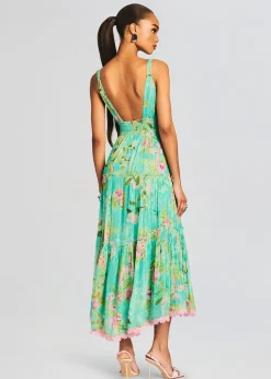 Retrofete Azra Long Dress Teal Floral Online