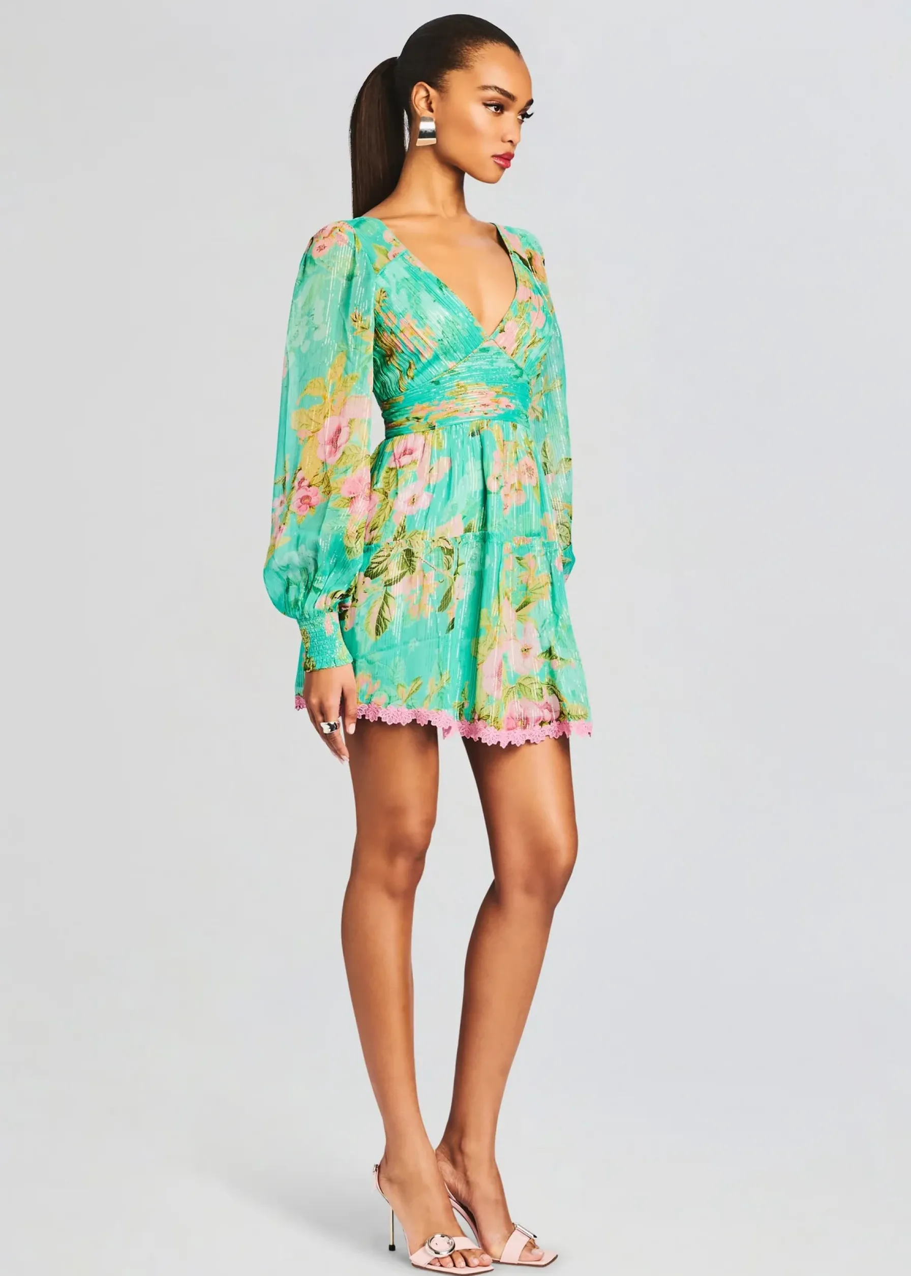 Retrofete Azra Short Dress Teal Floral Shop