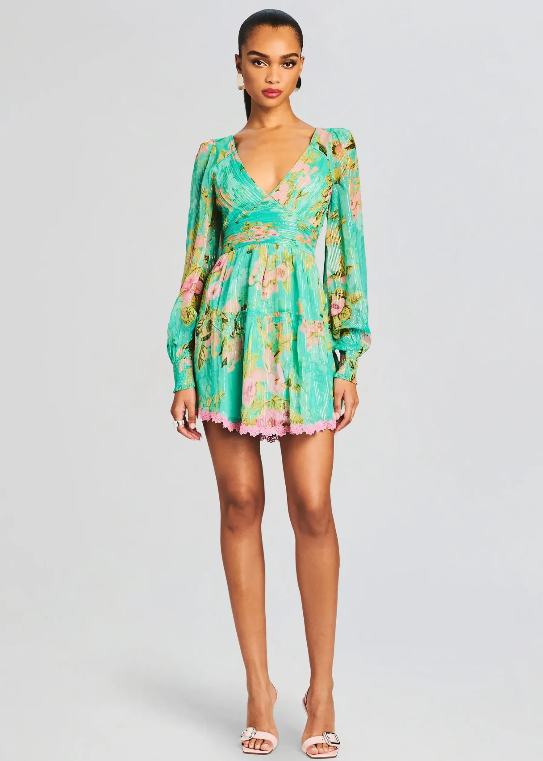 Retrofete Azra Short Dress Teal Floral Best