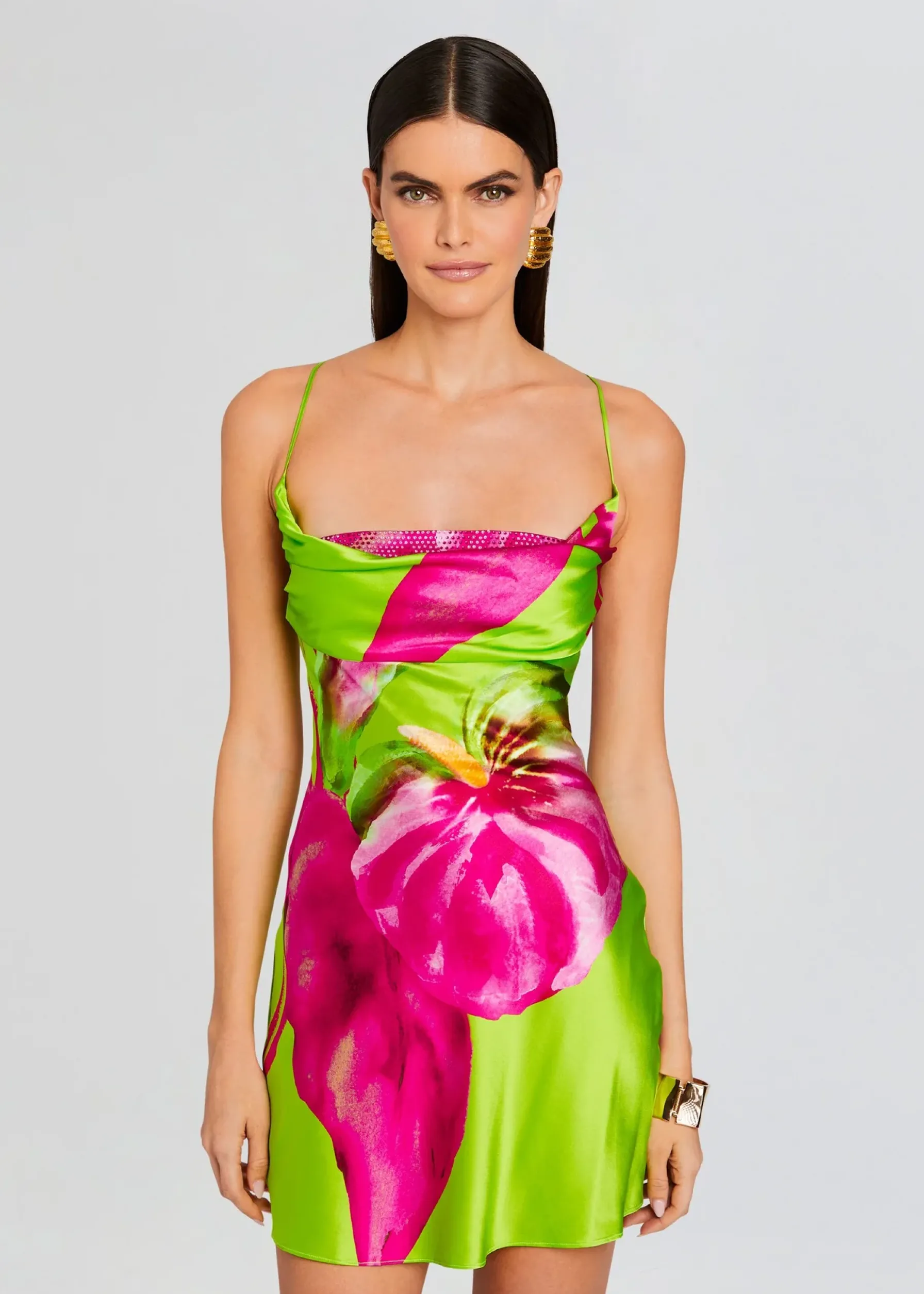 Retrofete Azura Silk Dress Lime Anthurium Cheap