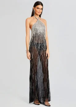 Retrofete Belle Embellished Fringe Dress Black/Silver Online