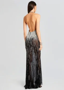 Retrofete Belle Embellished Fringe Dress Black/Silver Hot