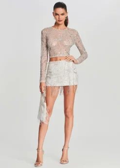 Retrofete Bessie Sequin Top Silver/White Outlet