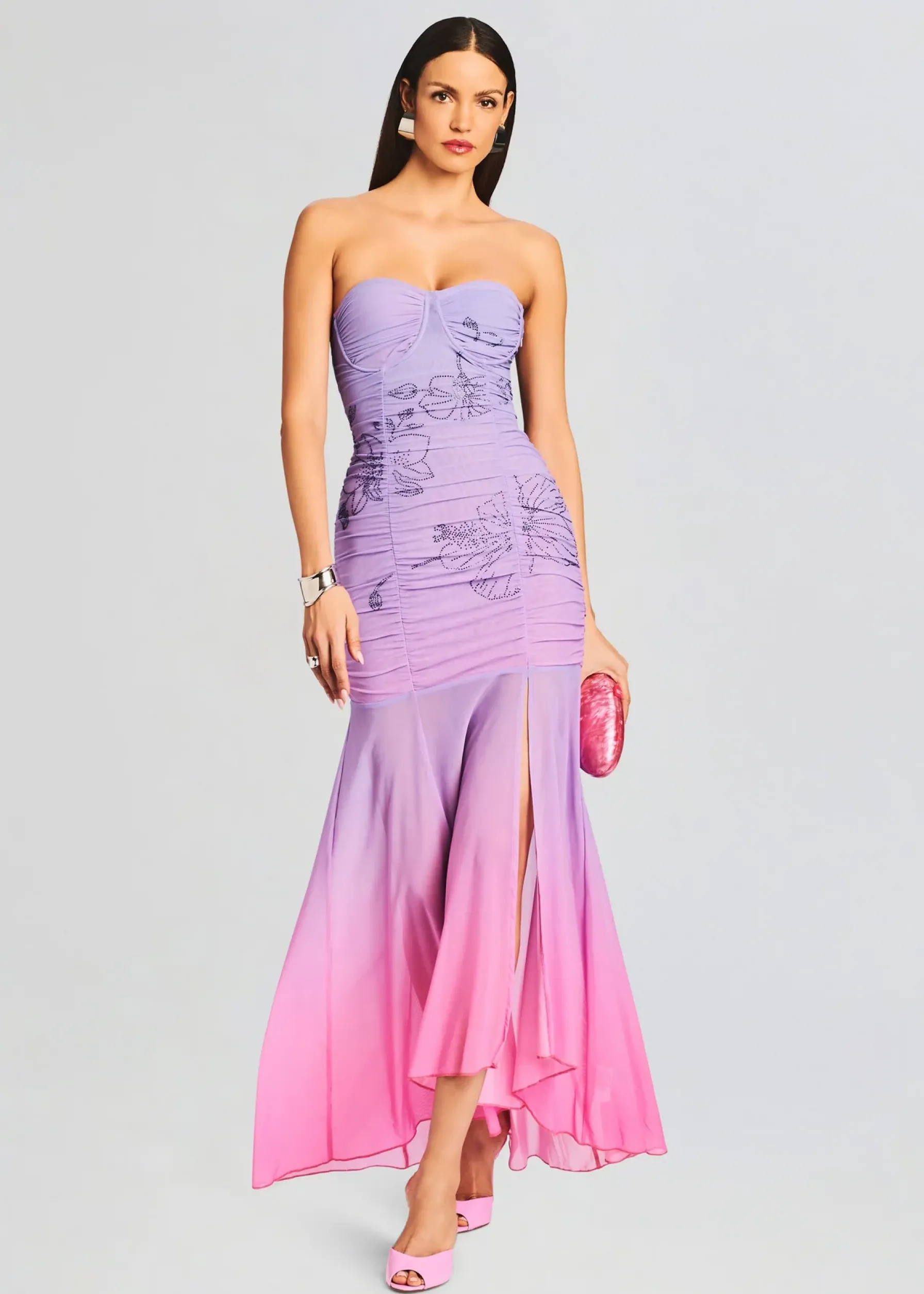 Retrofete Blake Long Dress Pink and Purple Shop