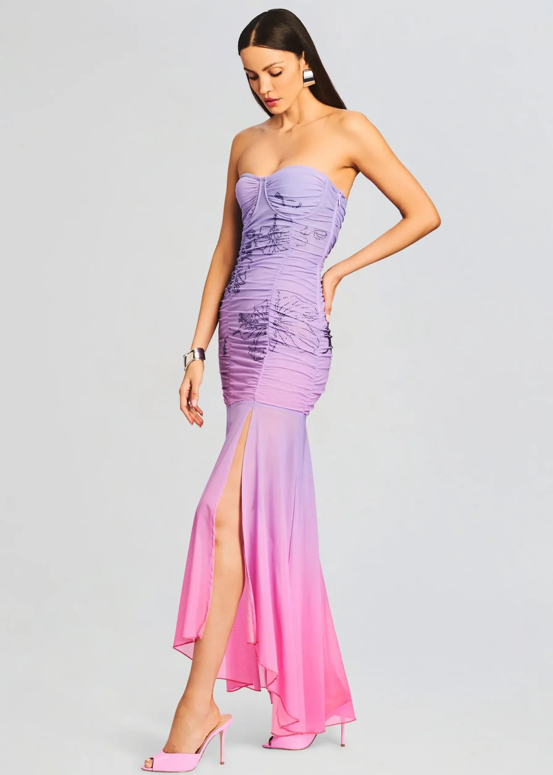 Retrofete Blake Long Dress Pink and Purple Outlet