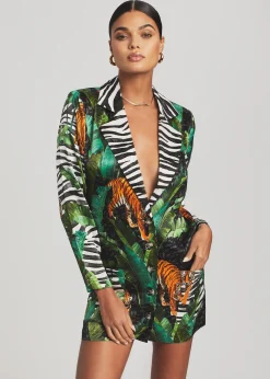 Retrofete Blake Silk Blazer Mixed Safari Outlet