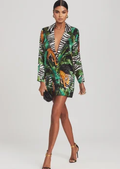 Retrofete Blake Silk Blazer Mixed Safari Discount