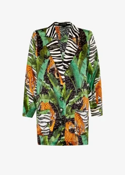 Retrofete Blake Silk Blazer Mixed Safari Discount