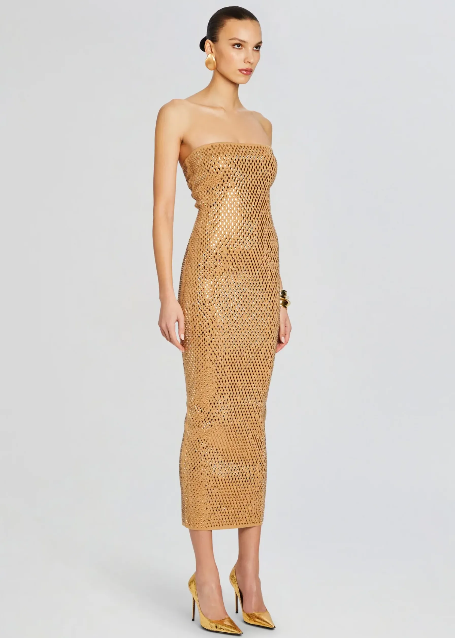Retrofete Boa Embellished Knit Dress Iridescent Gold Sale