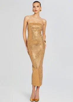 Retrofete Boa Embellished Knit Dress Iridescent Gold Sale