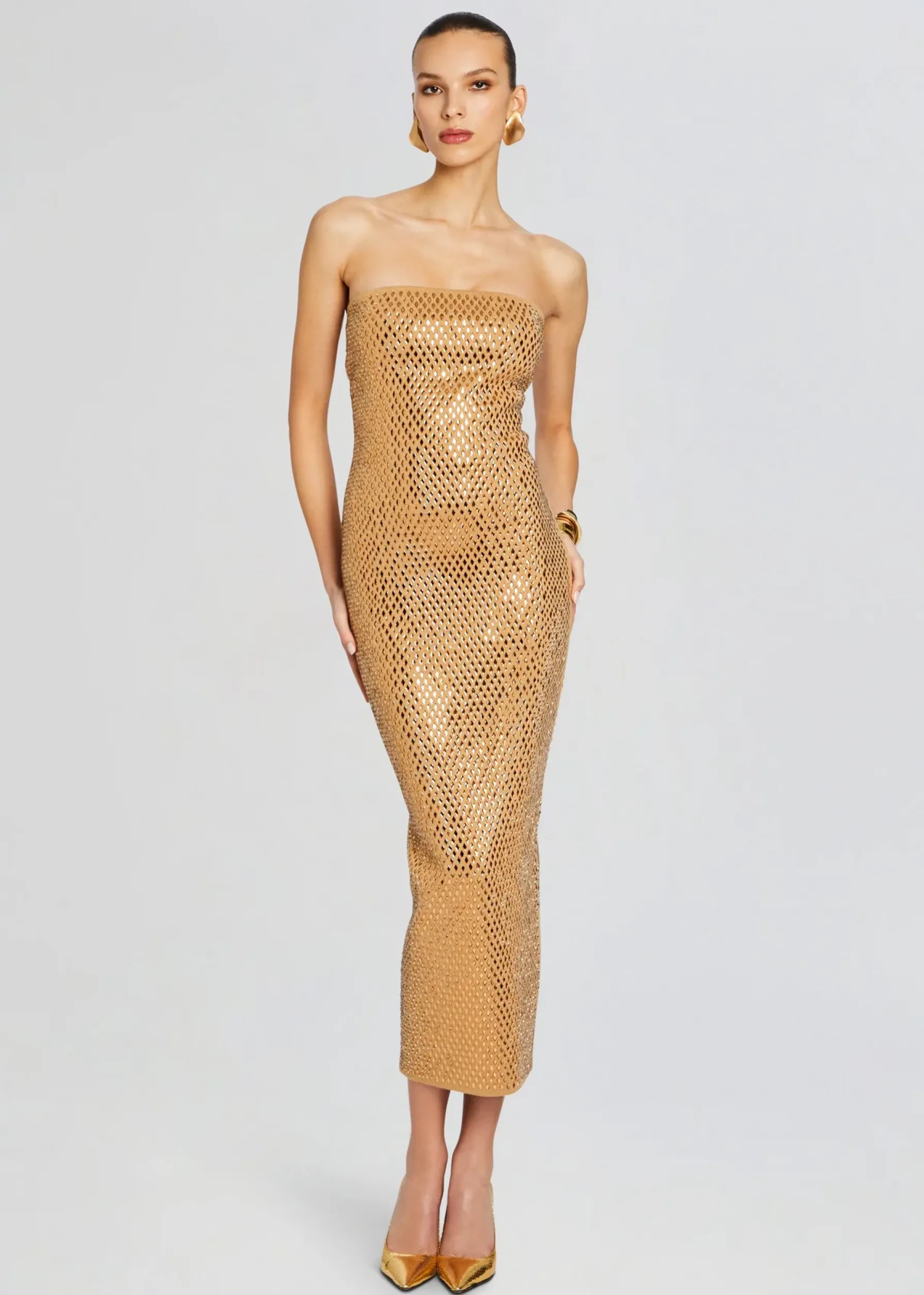 Retrofete Boa Embellished Knit Dress Iridescent Gold Sale