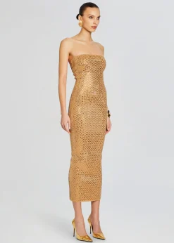 Retrofete Boa Embellished Knit Dress Iridescent Gold Best Sale