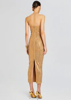 Retrofete Boa Embellished Knit Dress Iridescent Gold Best Sale