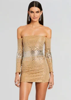 Retrofete Briella Embellished Dress Silver/Tannin New
