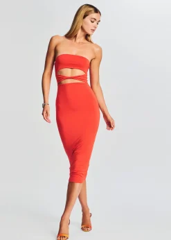 Retrofete Bristol Midi Dress Blood Orange Discount