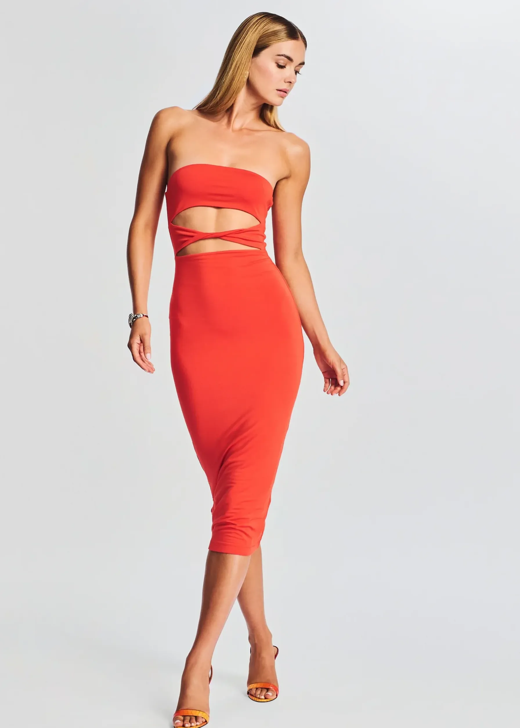 Retrofete Bristol Midi Dress Blood Orange Discount