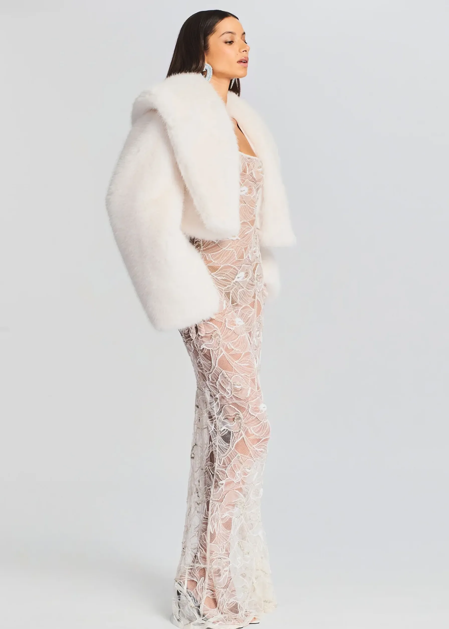 Retrofete Cadence Faux Fur Coat White Discount