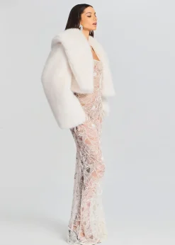 Retrofete Cadence Faux Fur Coat White Sale