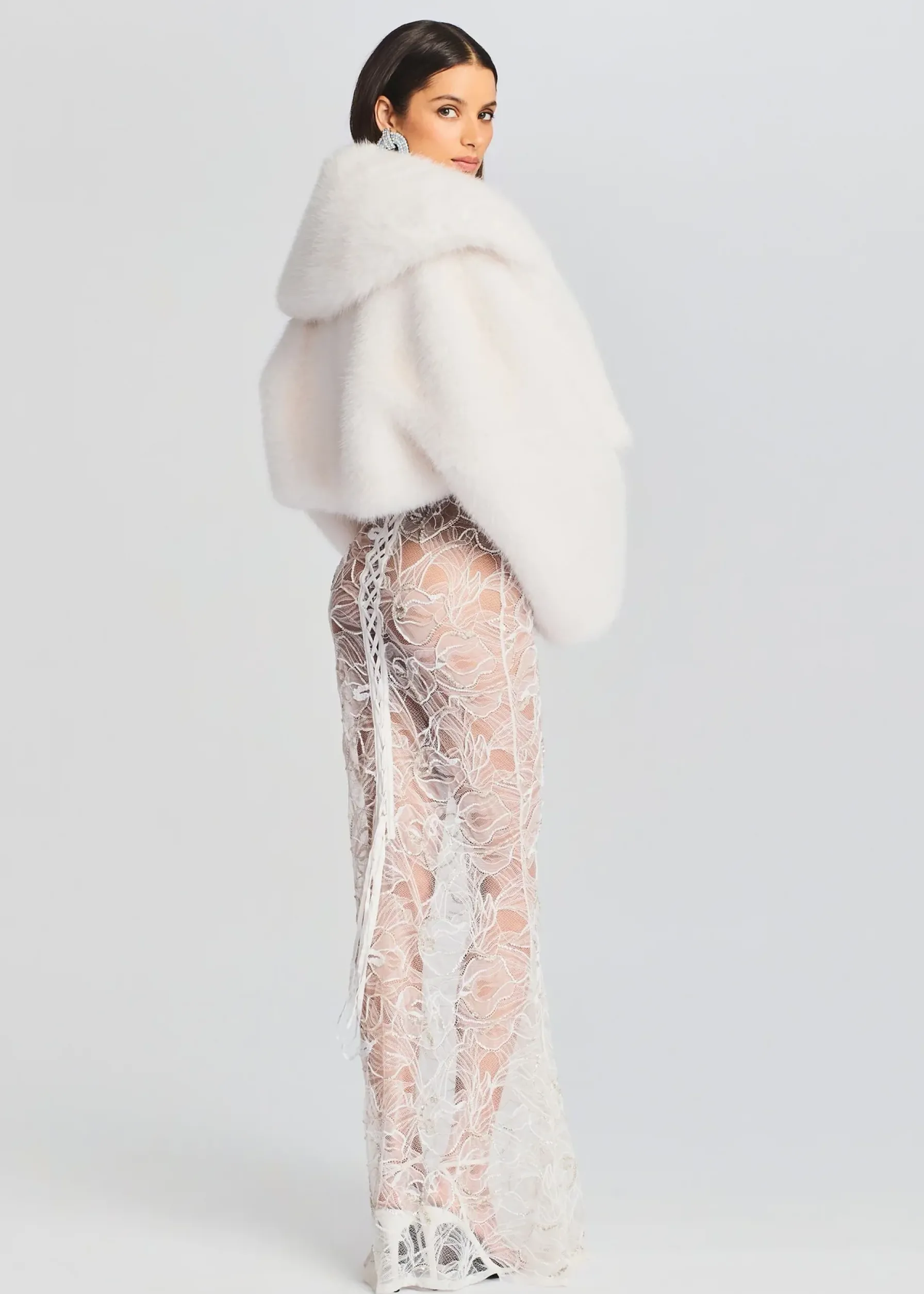 Retrofete Cadence Faux Fur Coat White Sale