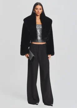 Retrofete Cadence Faux Fur Coat Black Sale