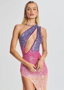 Retrofete Candice Sequin Crochet Dress Sunset Ombre Best Sale