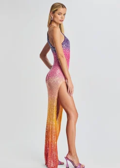 Retrofete Candice Sequin Crochet Dress Sunset Ombre Best Sale