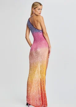 Retrofete Candice Sequin Crochet Dress Sunset Ombre Clearance