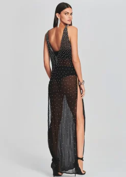 Retrofete Carmella Embellished Chiffon Dress Black/Silver Discount