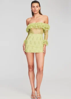 Retrofete Castella Embellished Lace Dress Lime Green Store