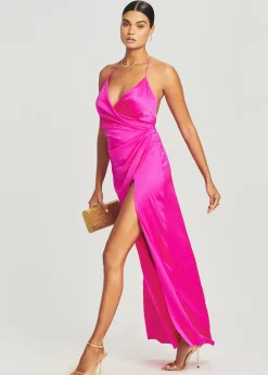Retrofete Ceres Embellished Silk Dress Neon Pink Best Sale
