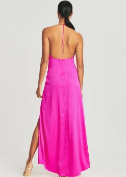 Retrofete Ceres Embellished Silk Dress Neon Pink Store