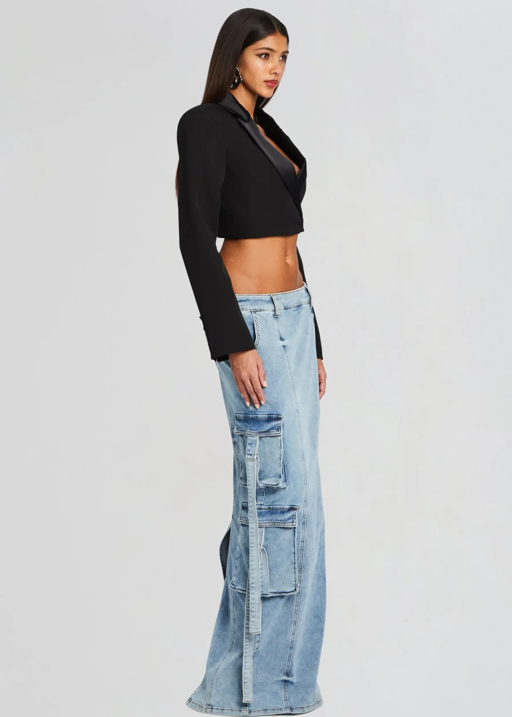 Retrofete Cerise Cargo Denim Skirt Vintage Celeste Best Sale