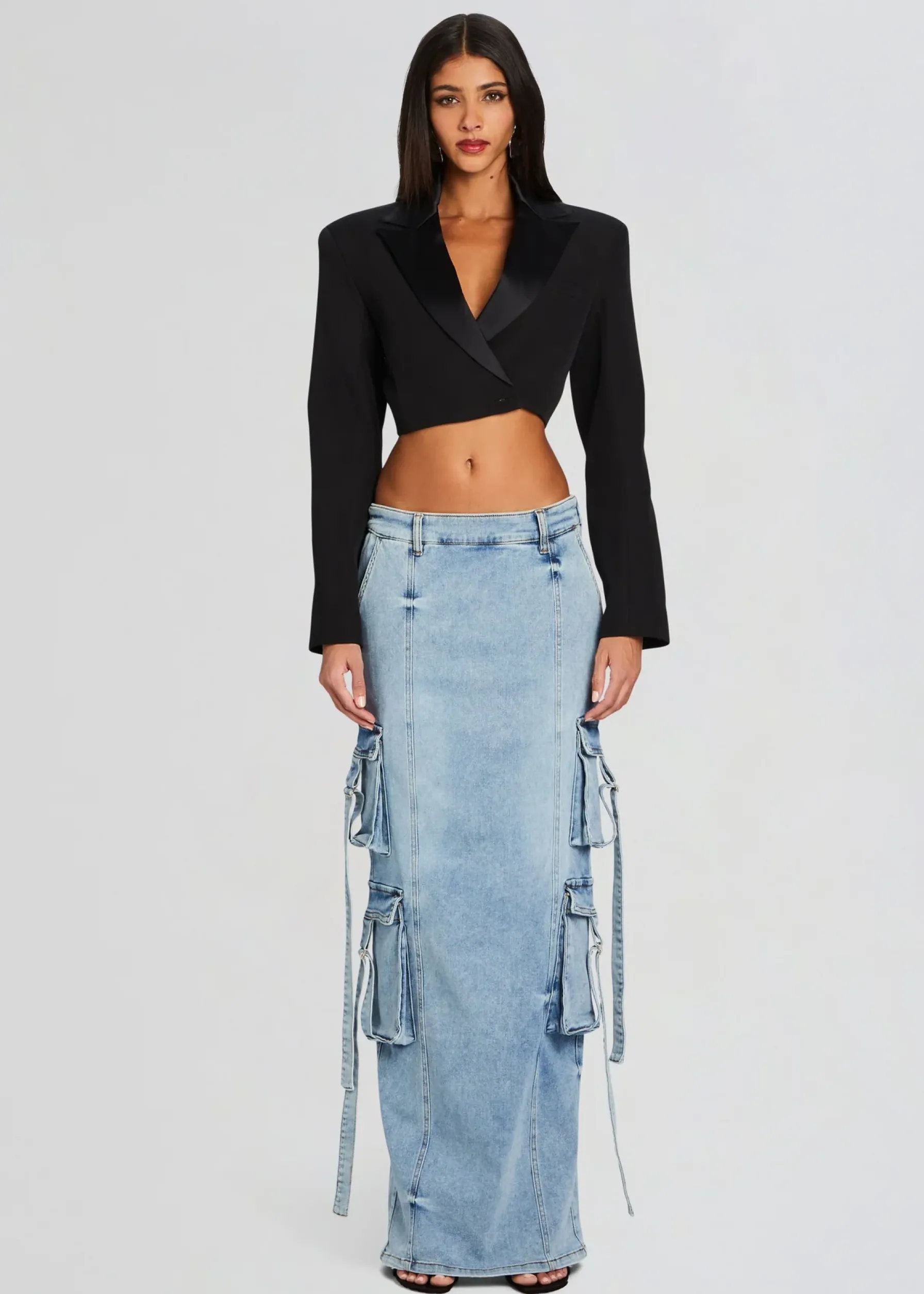 Retrofete Cerise Cargo Denim Skirt Vintage Celeste Best Sale