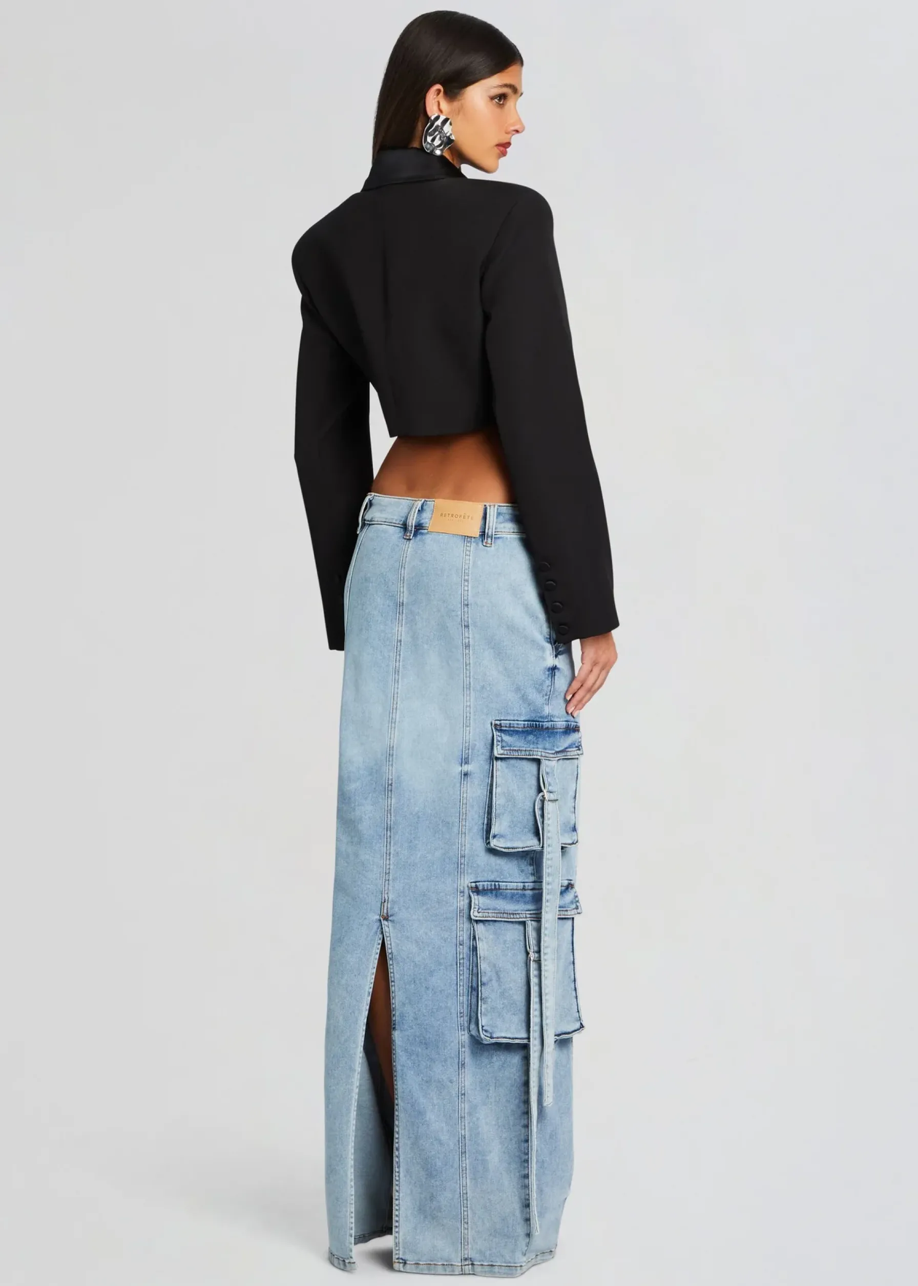 Retrofete Cerise Cargo Denim Skirt Vintage Celeste Store